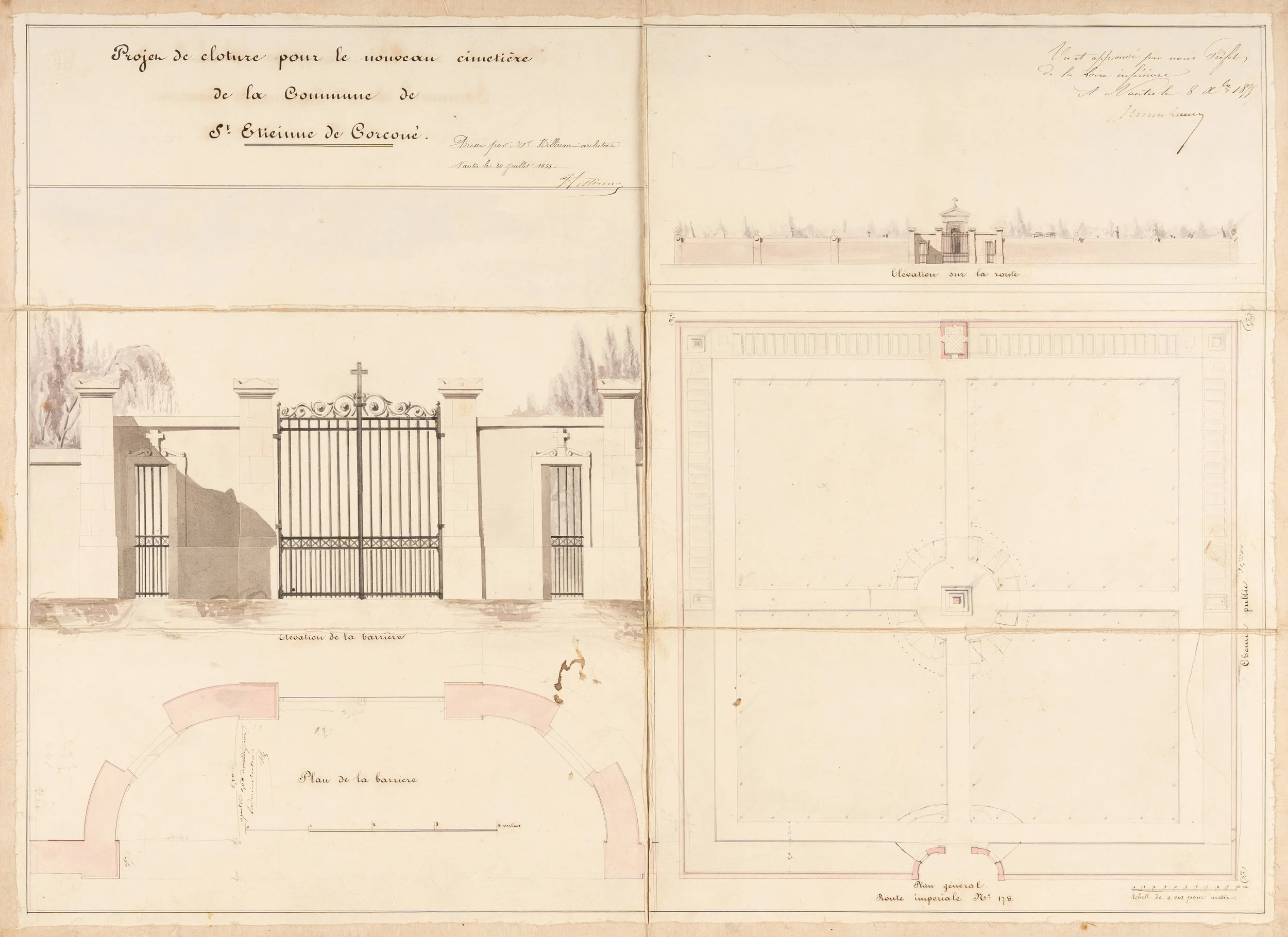 Dessin Hillèreau clôture cimetière Saint-Étienne-de-Corcoué-sur-Logne