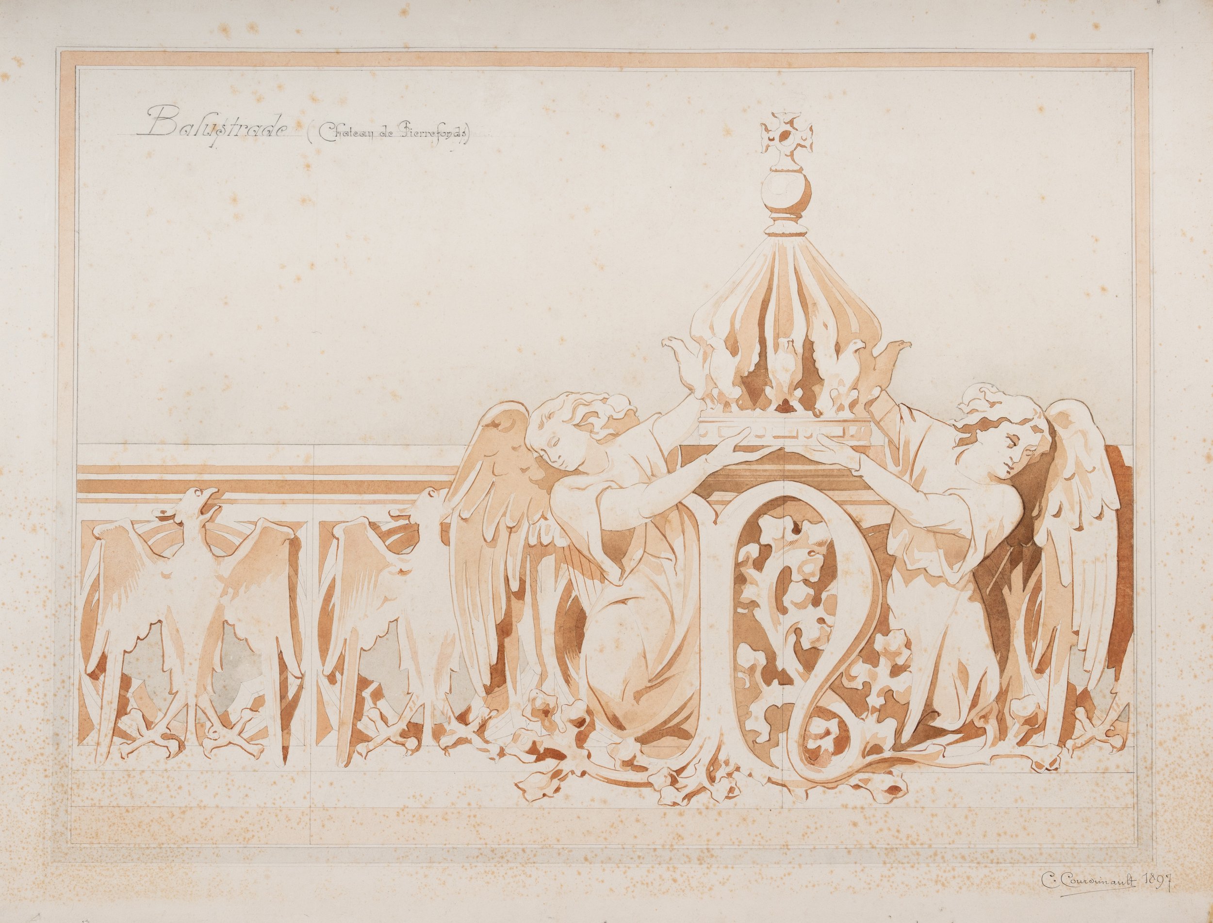 Constant Coursimault. Relevé d'une balustrade du château de Pierrefonds (Oise), (1897).