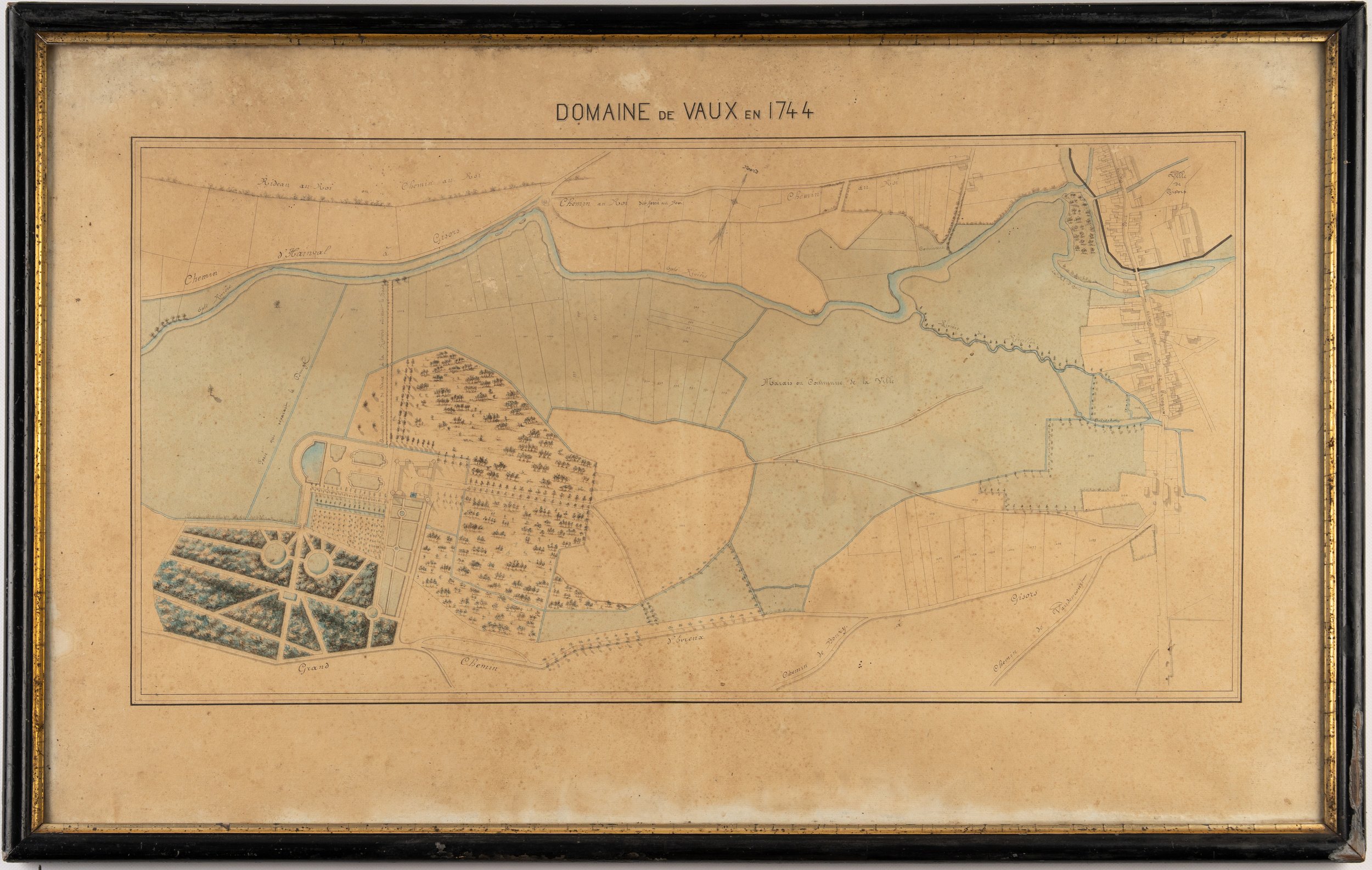 Plan manuscrit manoir ferme de Vaux et son parc, cadre