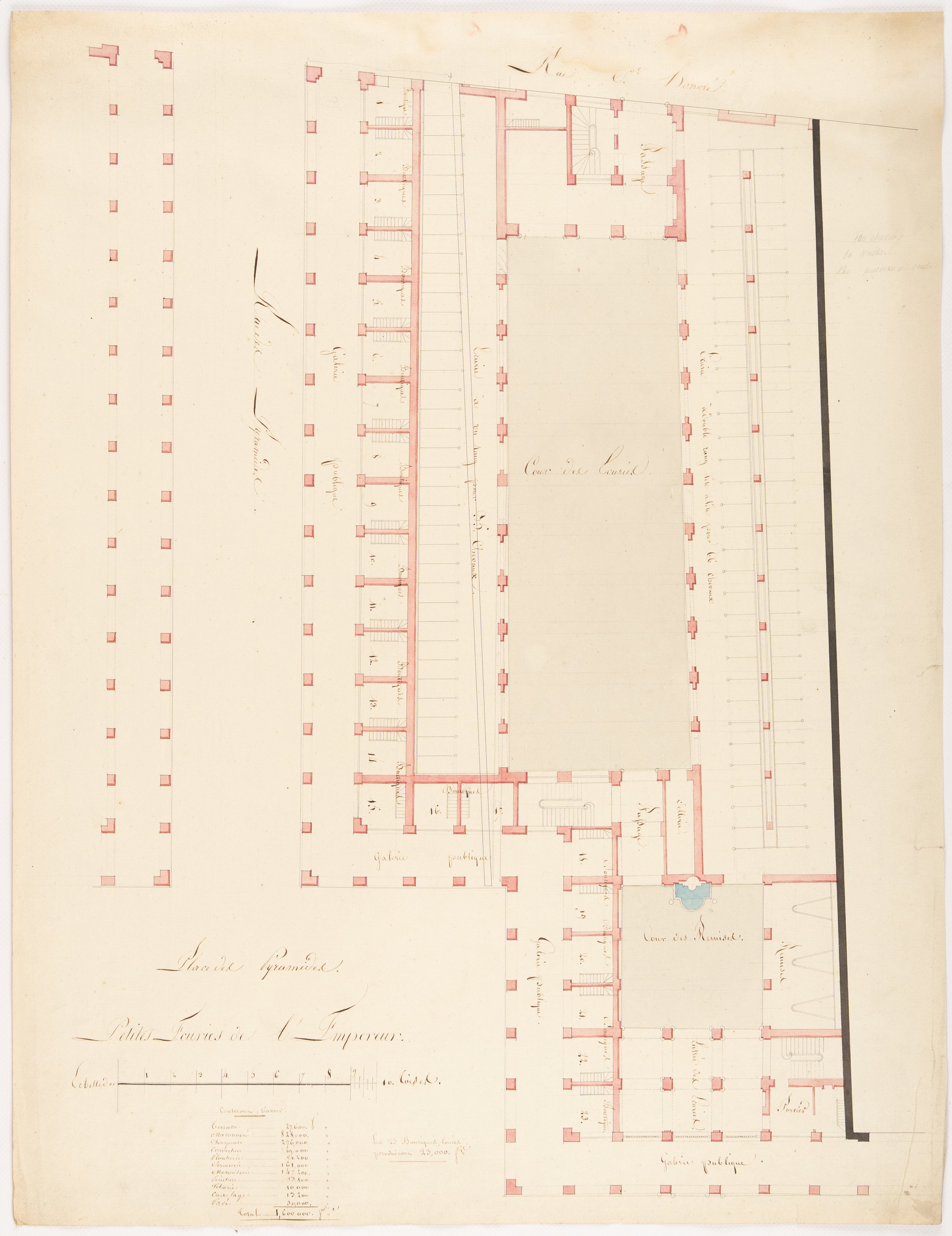 Pierre Fontaine projet petites écuries de l'empereur rue de Rivoli