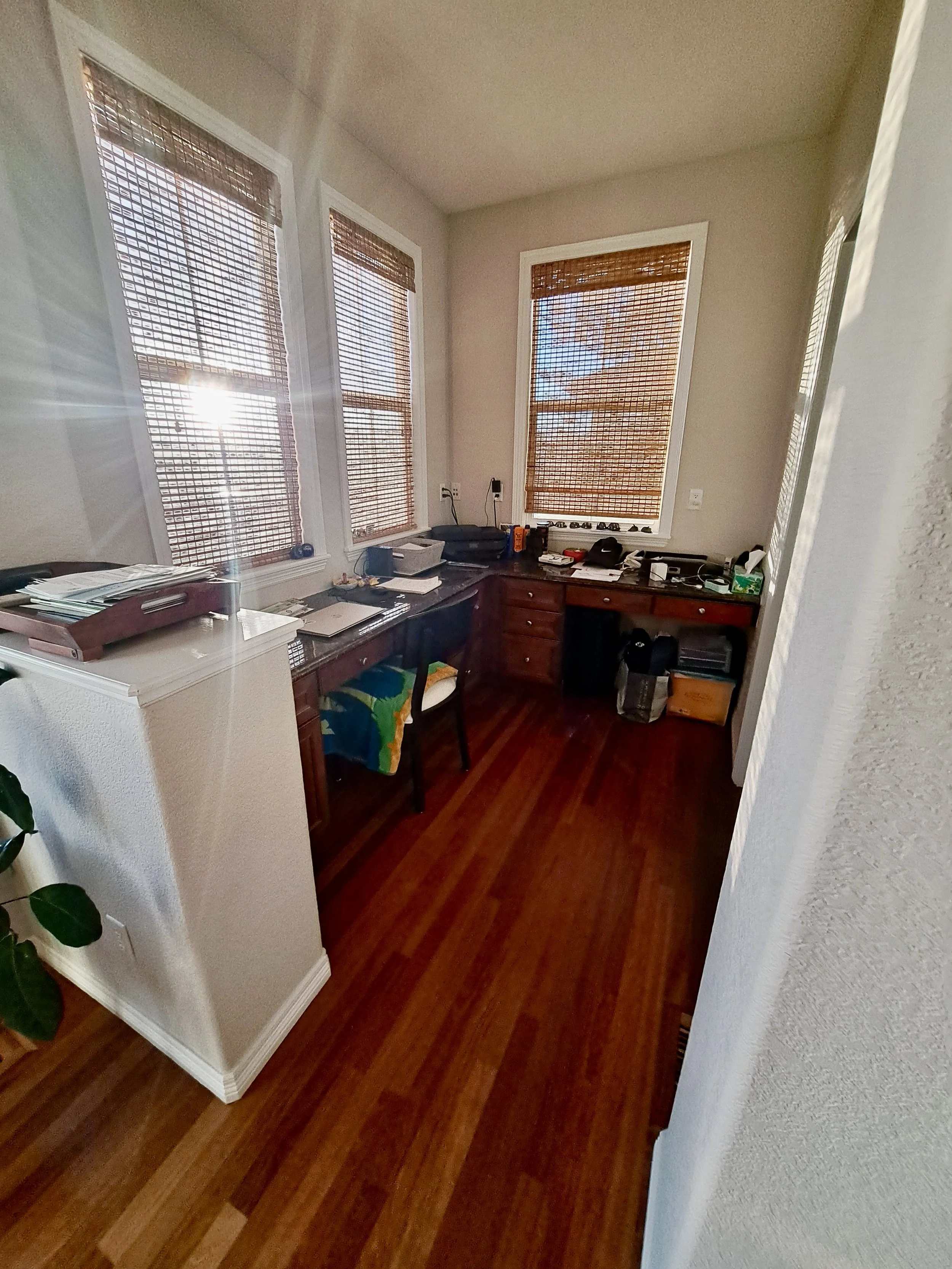 Built-in desk area before Highlands Ranch kitchen renovation