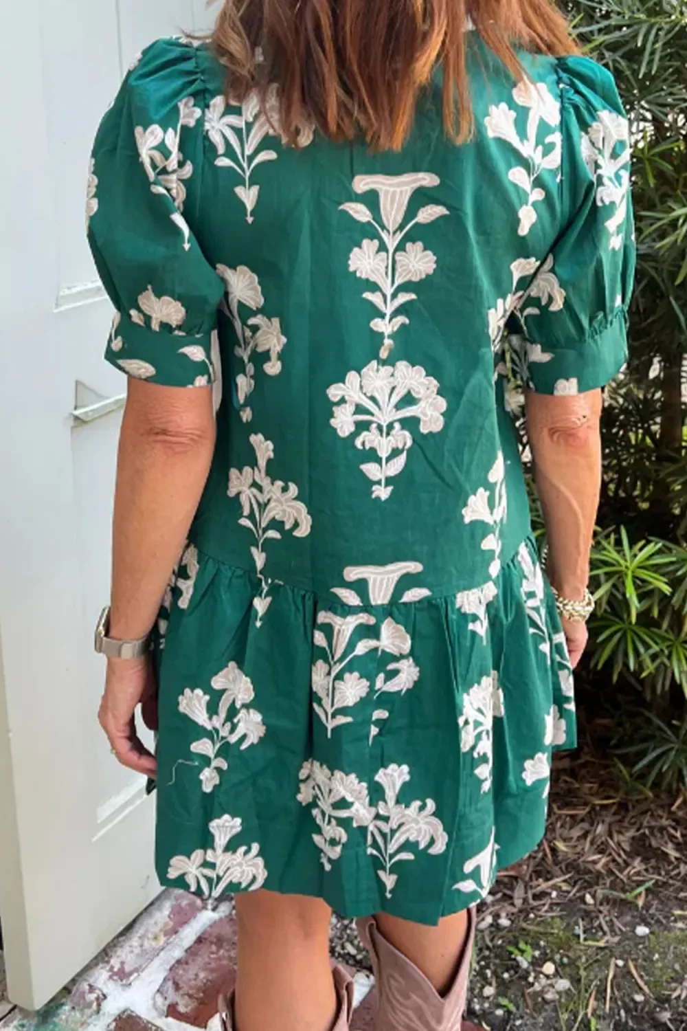 Garden Stroll Green Floral Mini Dress.2.webp