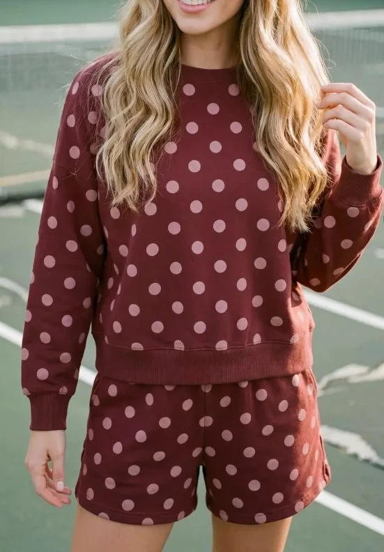 Wild Hem I Wine & Blush Polka Dot Short Set