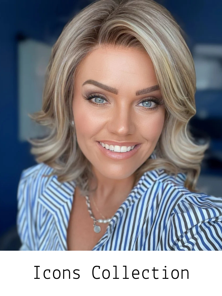 Belle Tress Icons Collection
This collection honors famous Iconic women. It features all Hand-Tied caps made with luxurious double layers of monofilament crown with ear-to-ear lace fronts and multi-directional parting.  
Brandi is wearing Kennedy fro