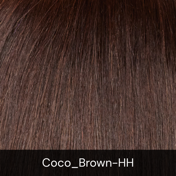 Close-up of brown curly hair with the label 'Coco_Brown—HH' at the bottom.