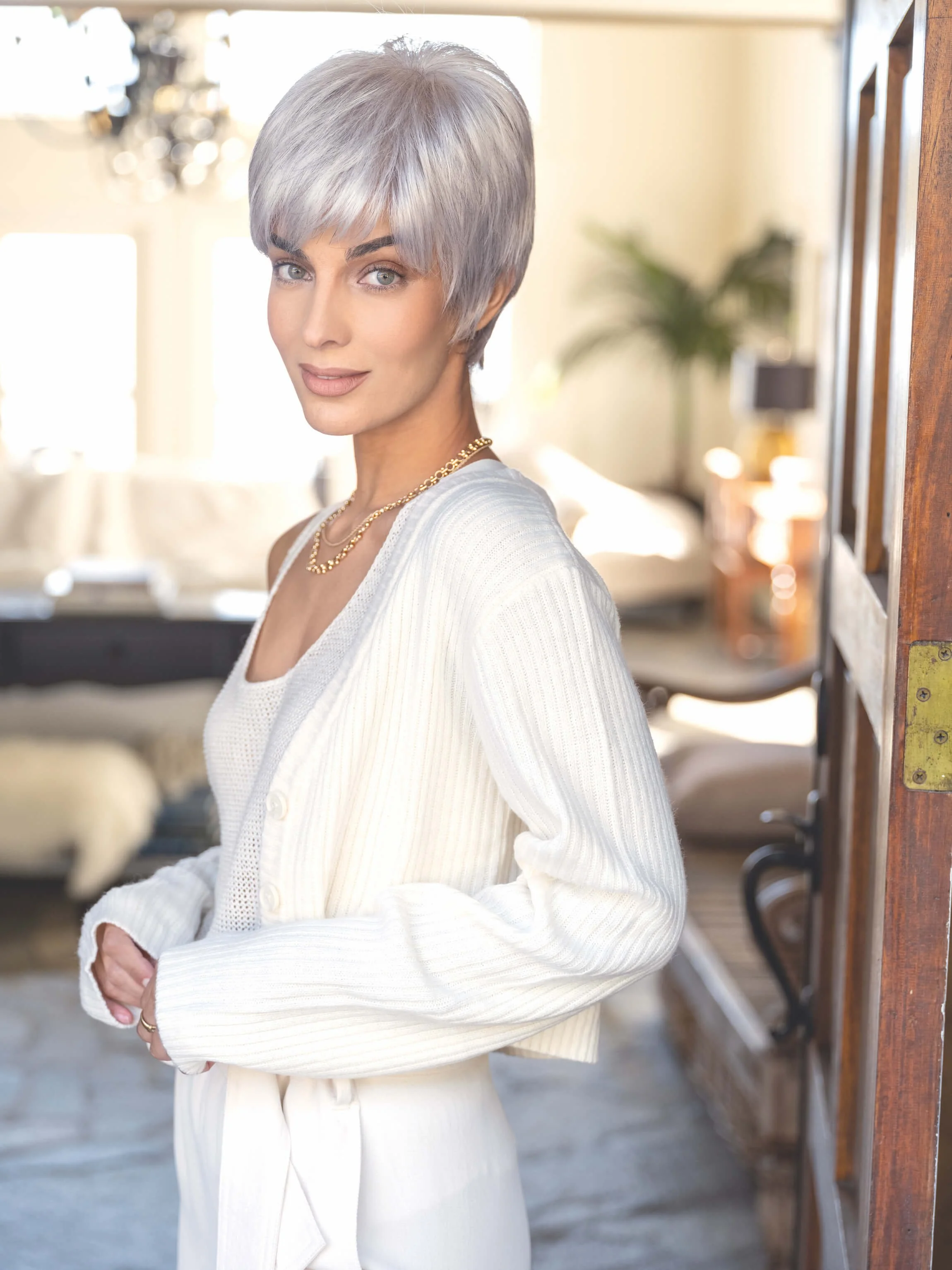 Connie + Color Shown Silver Mink + Lace Front + Double Layered Monofilament Top