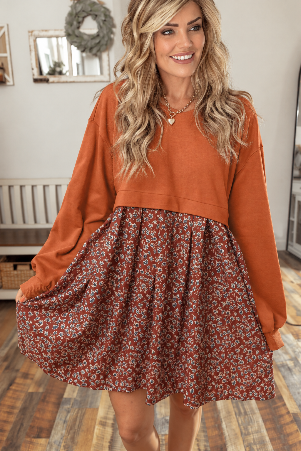 Wild Hem | Autumn Stroll Floral Sweatshirt Dress