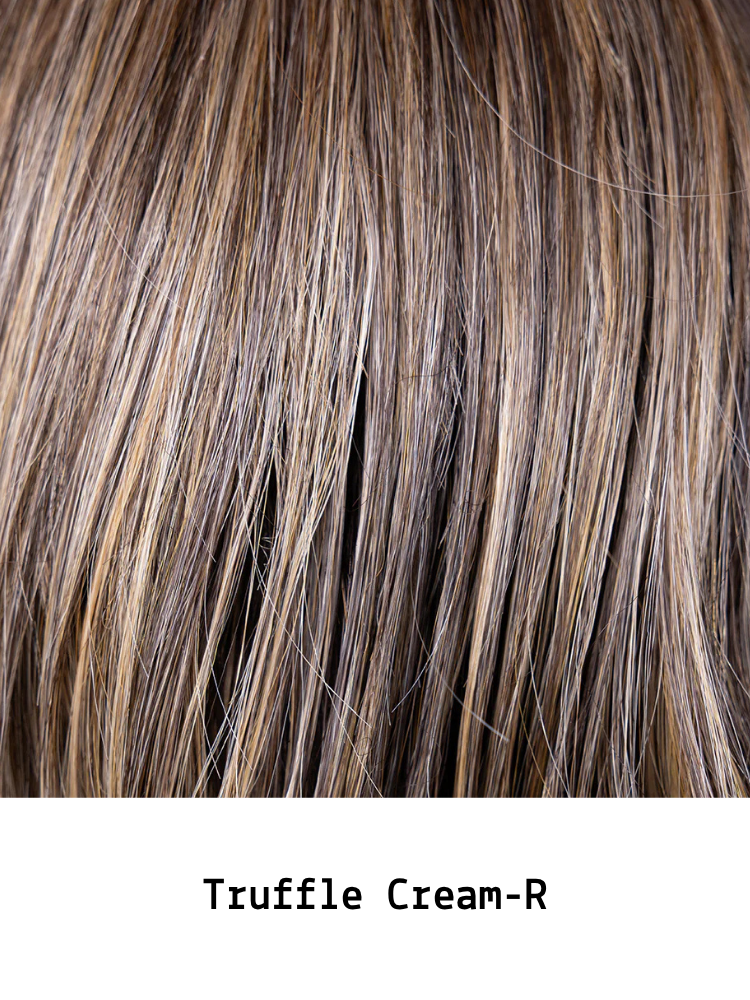 A rich, medium brown base (akin to the color of a chocolate truffle) blended with creamy, light blonde highlights. The combination creates a harmonious balance between depth and lightness, resulting in a multidimensional brunette with subtle blonde a