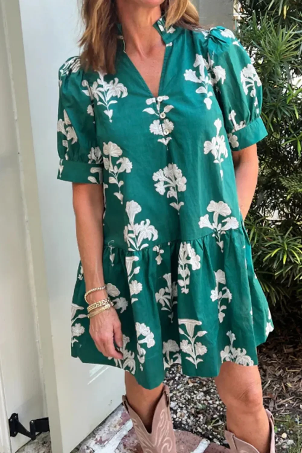 Wild Hem | Garden Stroll Green Floral Mini Dress