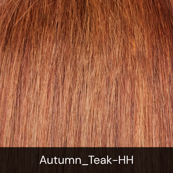 Close-up of reddish-brown hair labeled 'Autumn_Teak-HH'.