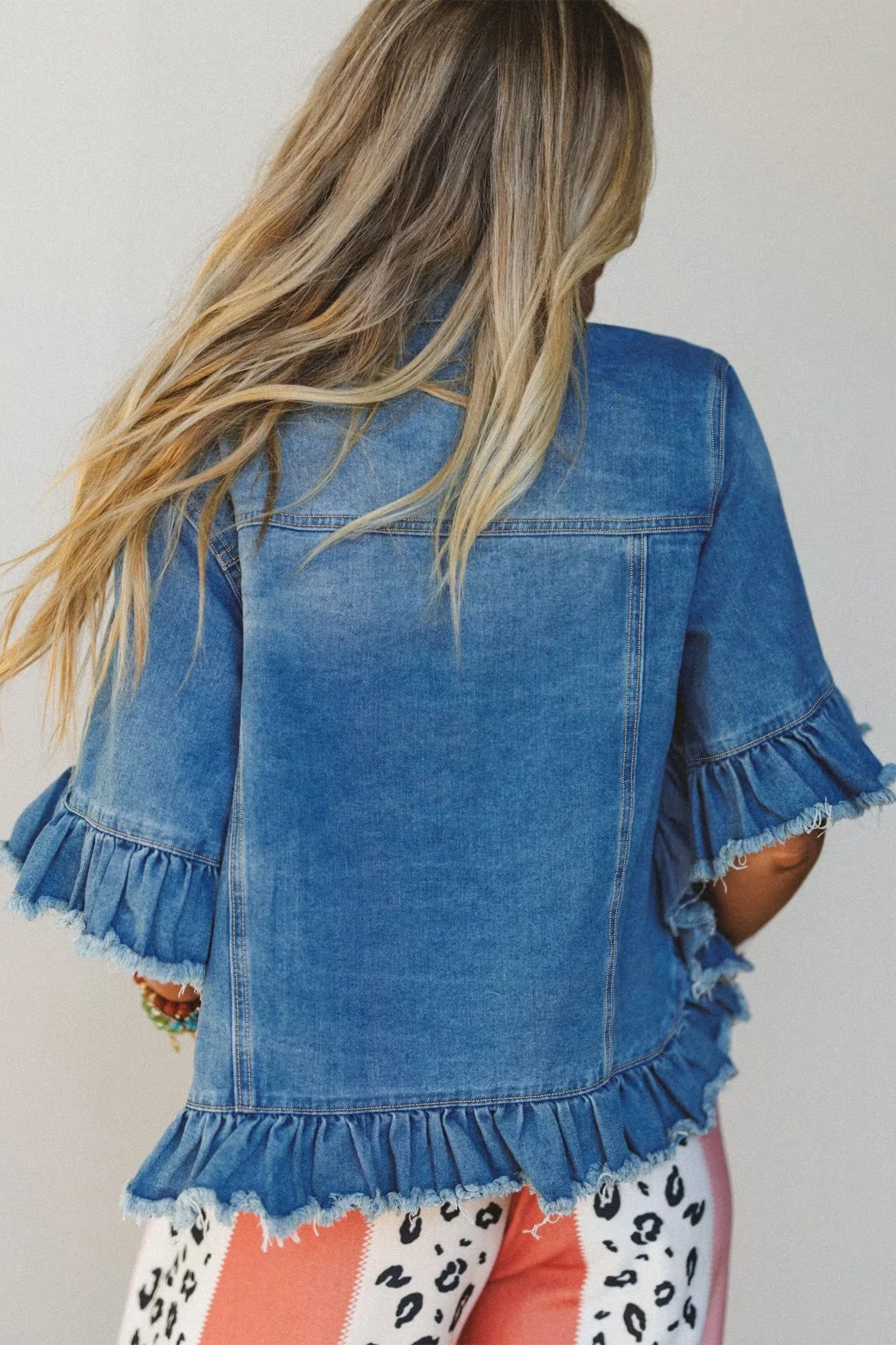 Denim Ruffle Sleeve Jacket.webp