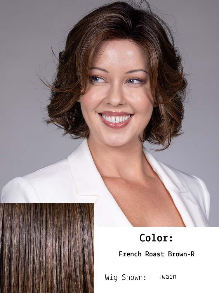 A rich, multidimensional brunette shade inspired by the deep hues of French roast coffee. This color features a dark brown base interwoven with warm bronze or subtle red undertones, creating a vibrant and dynamic appearance. The "Rooted" aspect indic