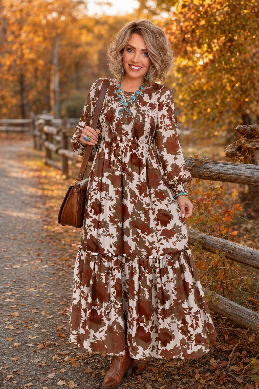 Wild Hem | Chestnut Bloom Smocked Maxi Dress