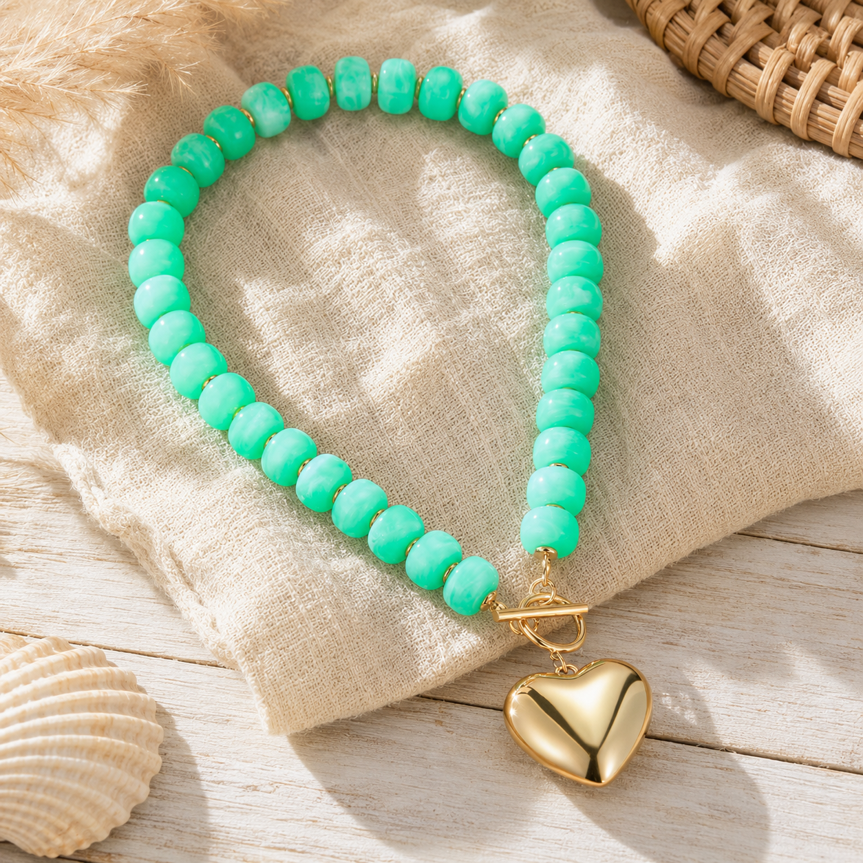 Coastal Heart Beaded Necklace