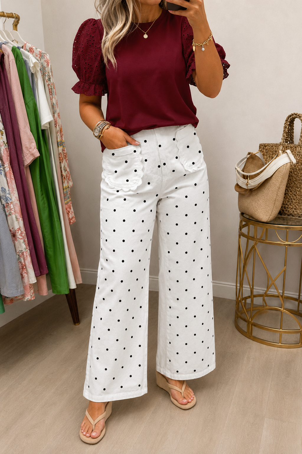 Wild Hem | Polka Dot Darling Scalloped Pocket Pants