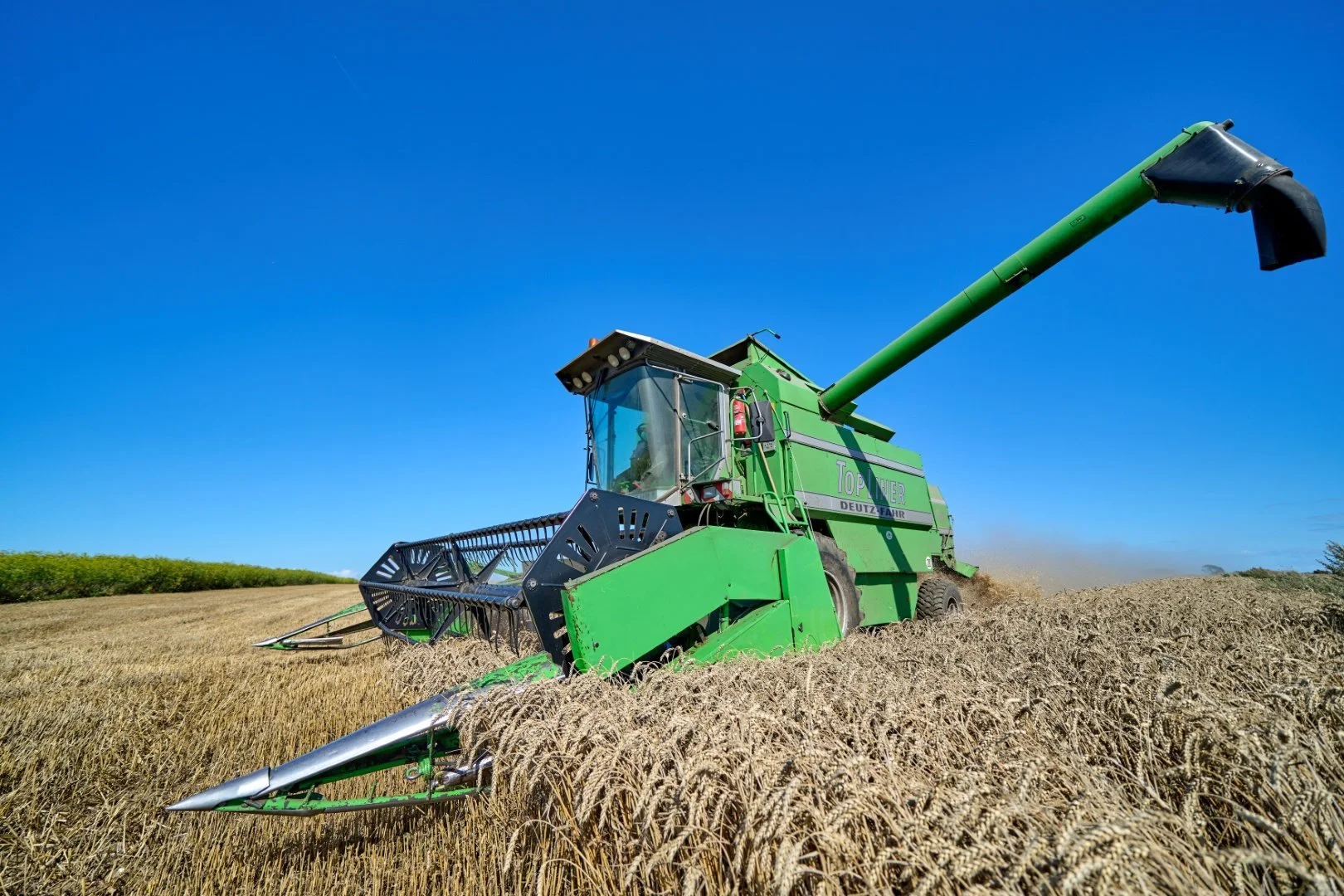Der Mähdrescher in Aktion