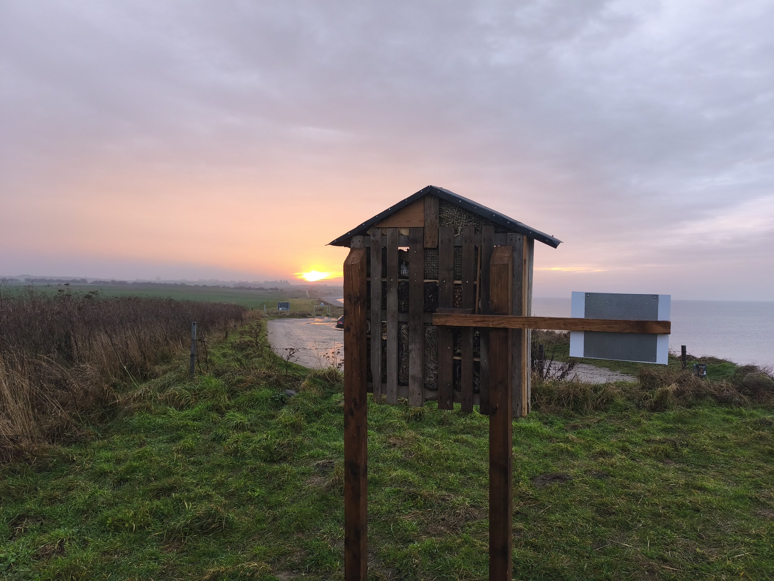 Insektenhotel im Sonnenuntergang