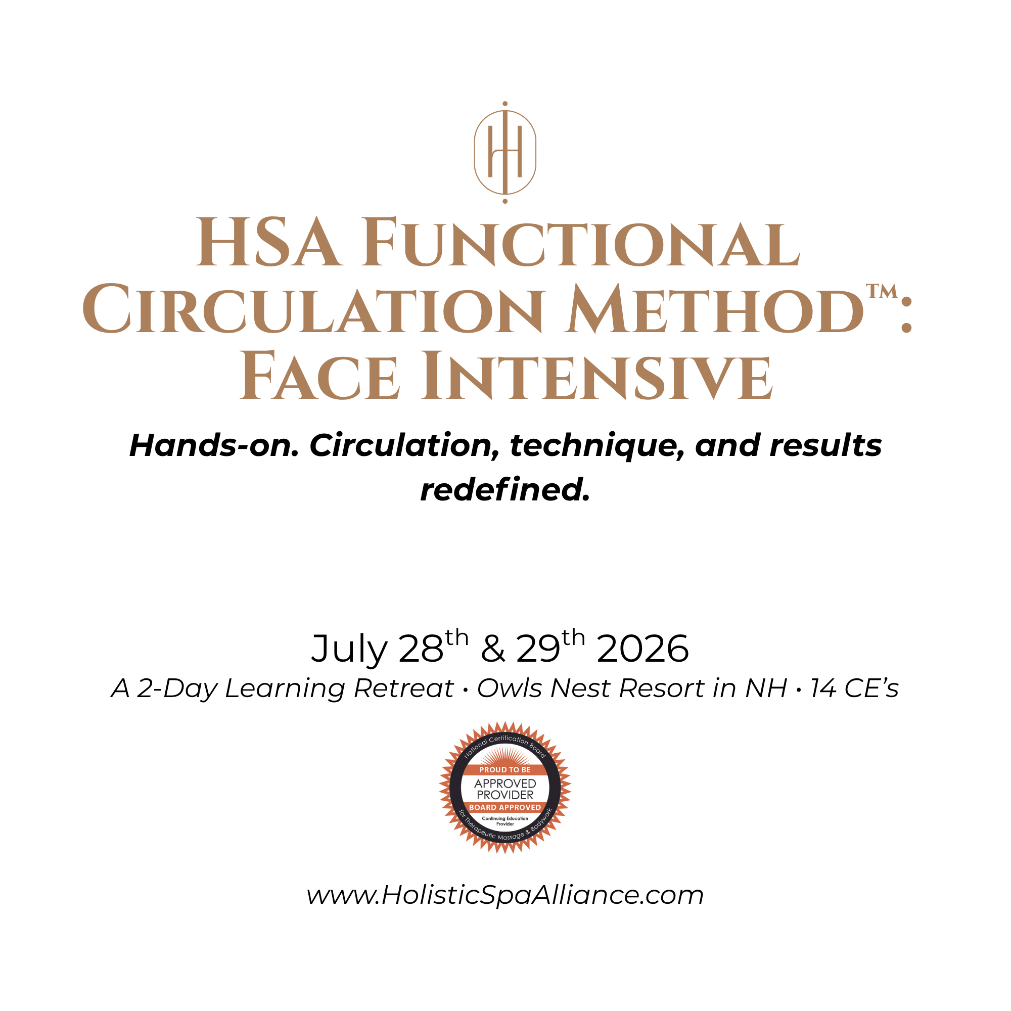 IN Person: Hands On CE Class: HSA Functional Circulation Method™: Face Intensive
