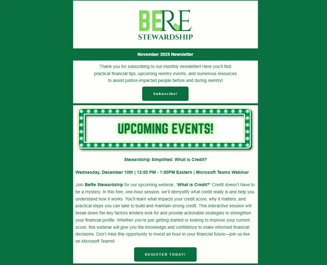 Our November newsletter is here! 💌 This month&rsquo;s edition has an exciting announcement &mdash; we will be hosting a webinar, &ldquo;What is Credit?&rdquo; this December! The webinar will be a great opportunity to learn what impacts your credit s