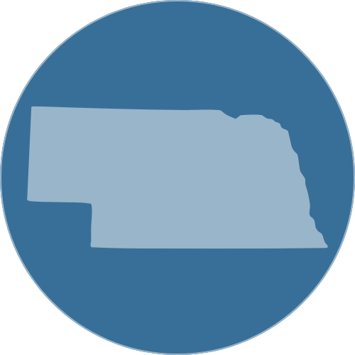 Outline of the state of Arizona inside a blue circular background