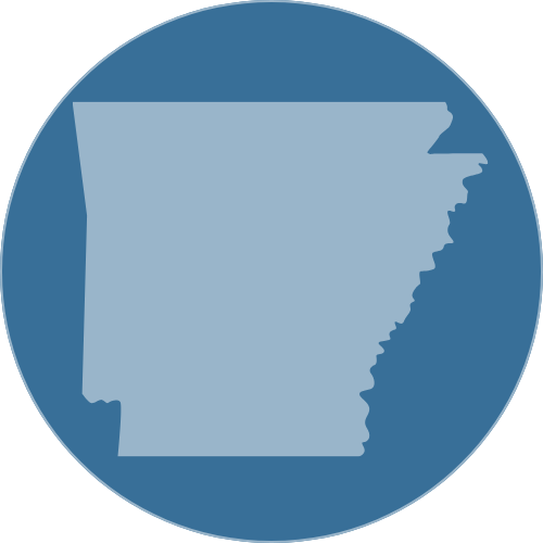 Outline map of the state of Arkansas in the United States.