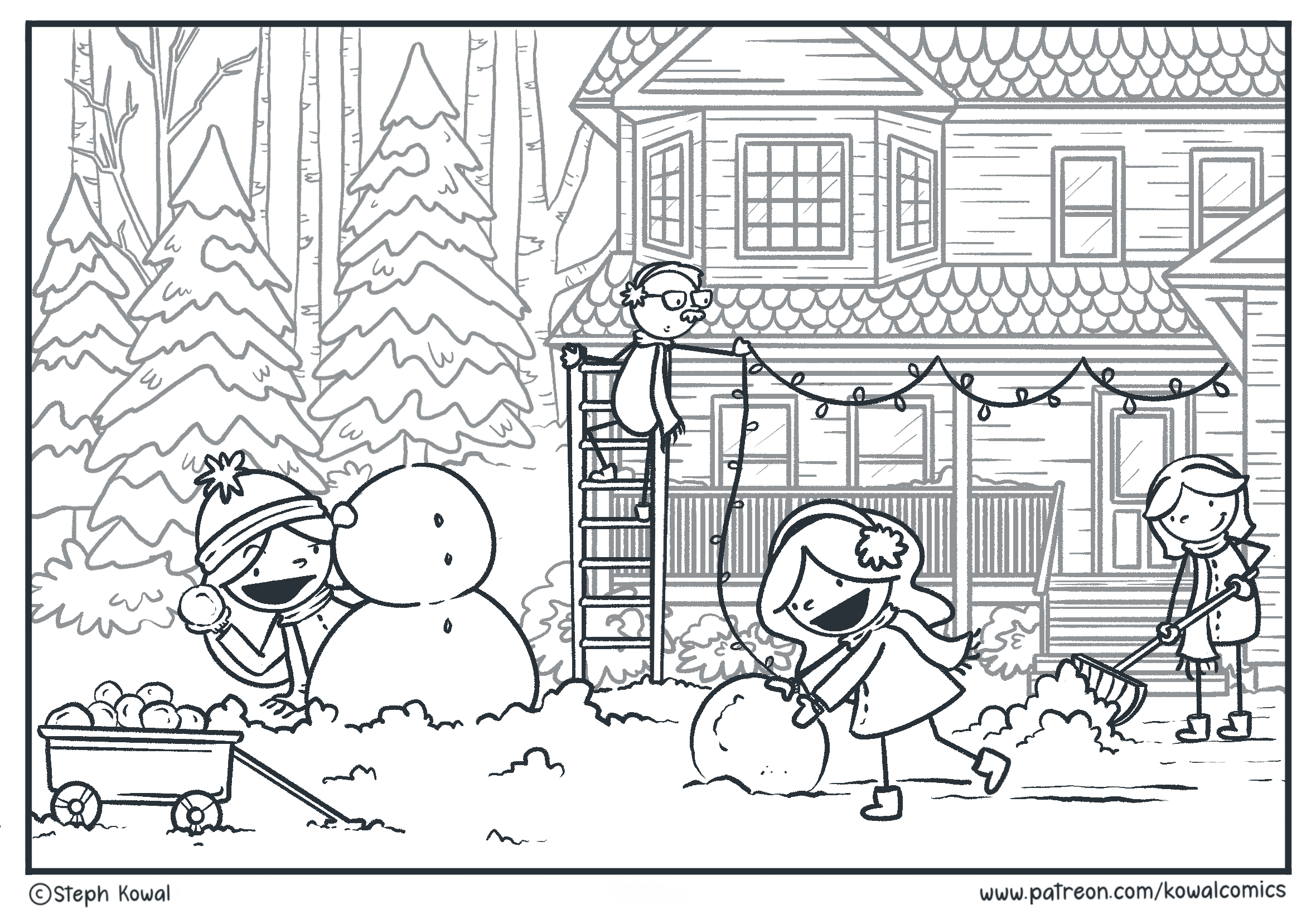 "Snowman Coloring Page"