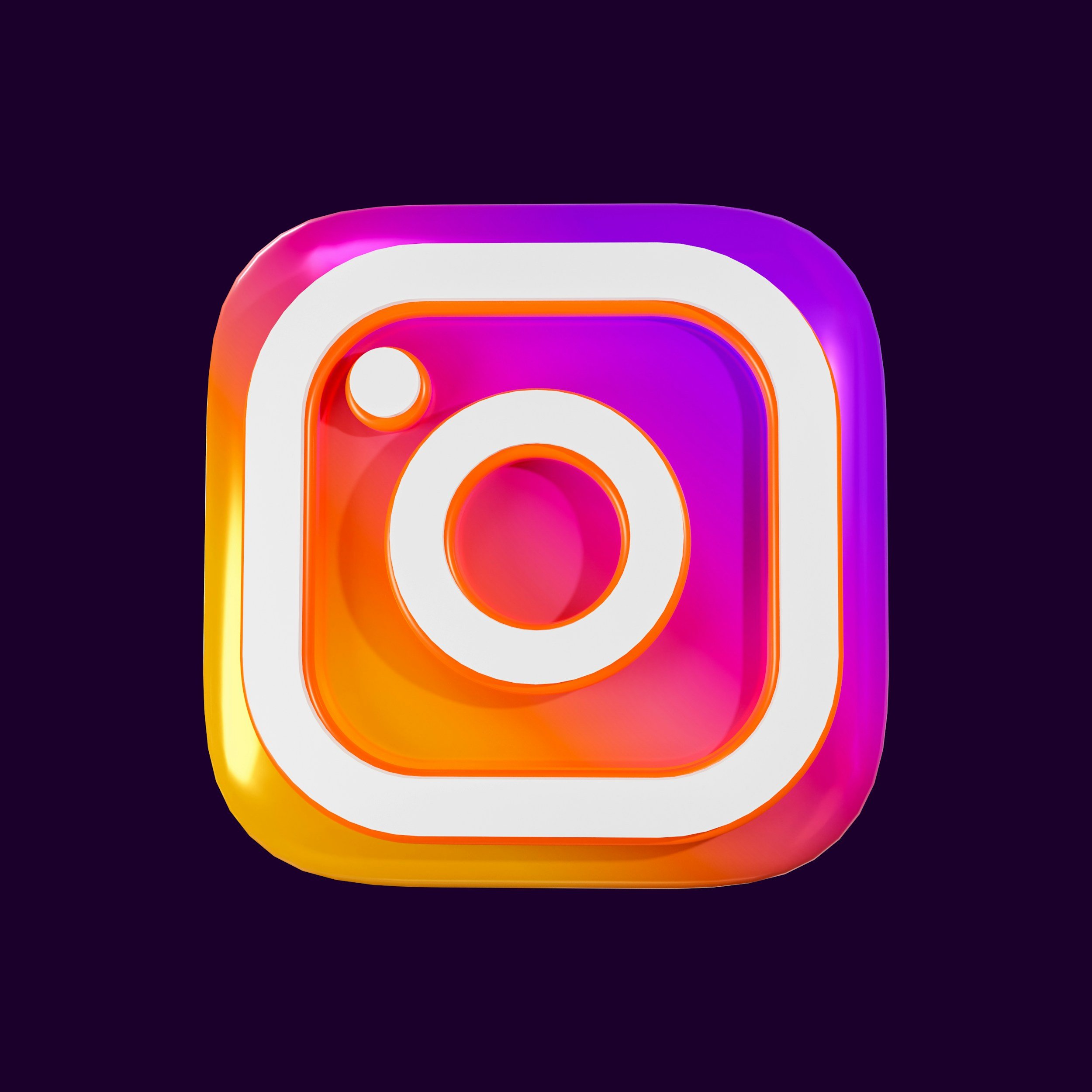 Close-up of the Instagram logo with neon colors against a dark background.