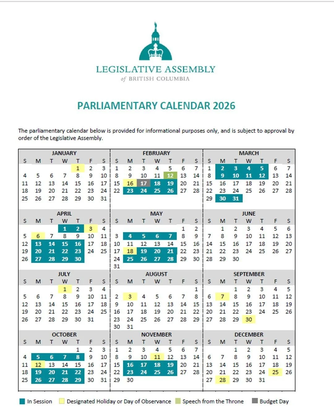 The 2026 parliamentary calendar is out &mdash; and it&rsquo;s disappointing.

Just 16 sitting weeks in the year, with only five in the fall, means fewer chances for accountability and fewer answers for British Columbians.

We were elected to work. I&
