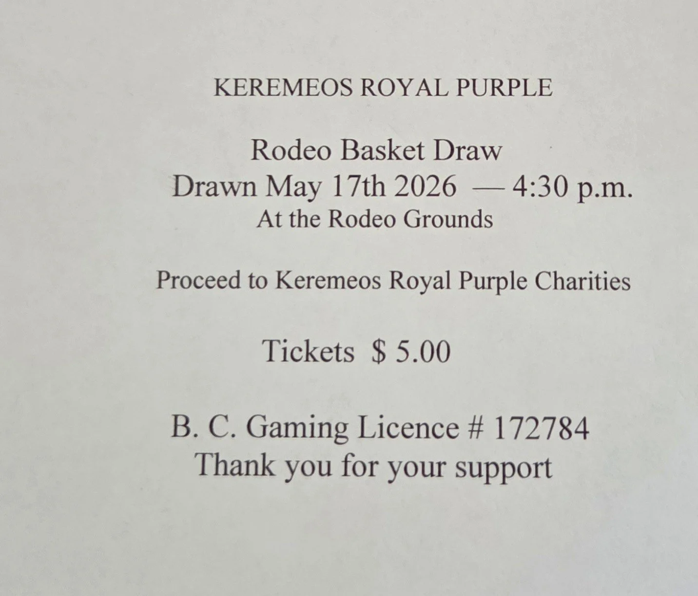 There are some lovely ladies standing outside in the wind in front of Valley First Credit Union, selling tickets for a Rodeo Basket draw! Please consider stopping by and purchasing a ticket, and support the Keremeos Royal Purple 

@keremeosroyalpurpl