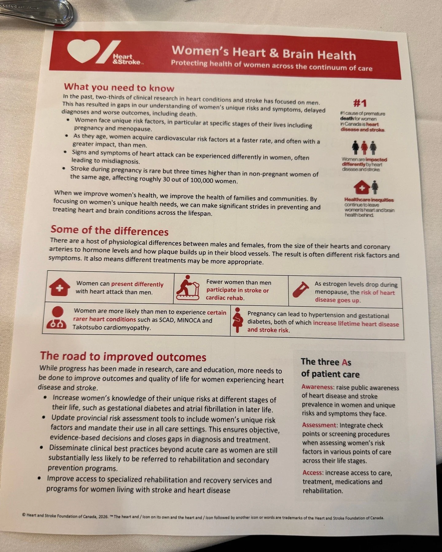 I appreciated the opportunity to attend Heart &amp; Stroke&rsquo;s MLA luncheon focused on women&rsquo;s heart and brain health.

Heart disease and stroke remain leading causes of premature death in women, yet women&rsquo;s symptoms, risks, and care 