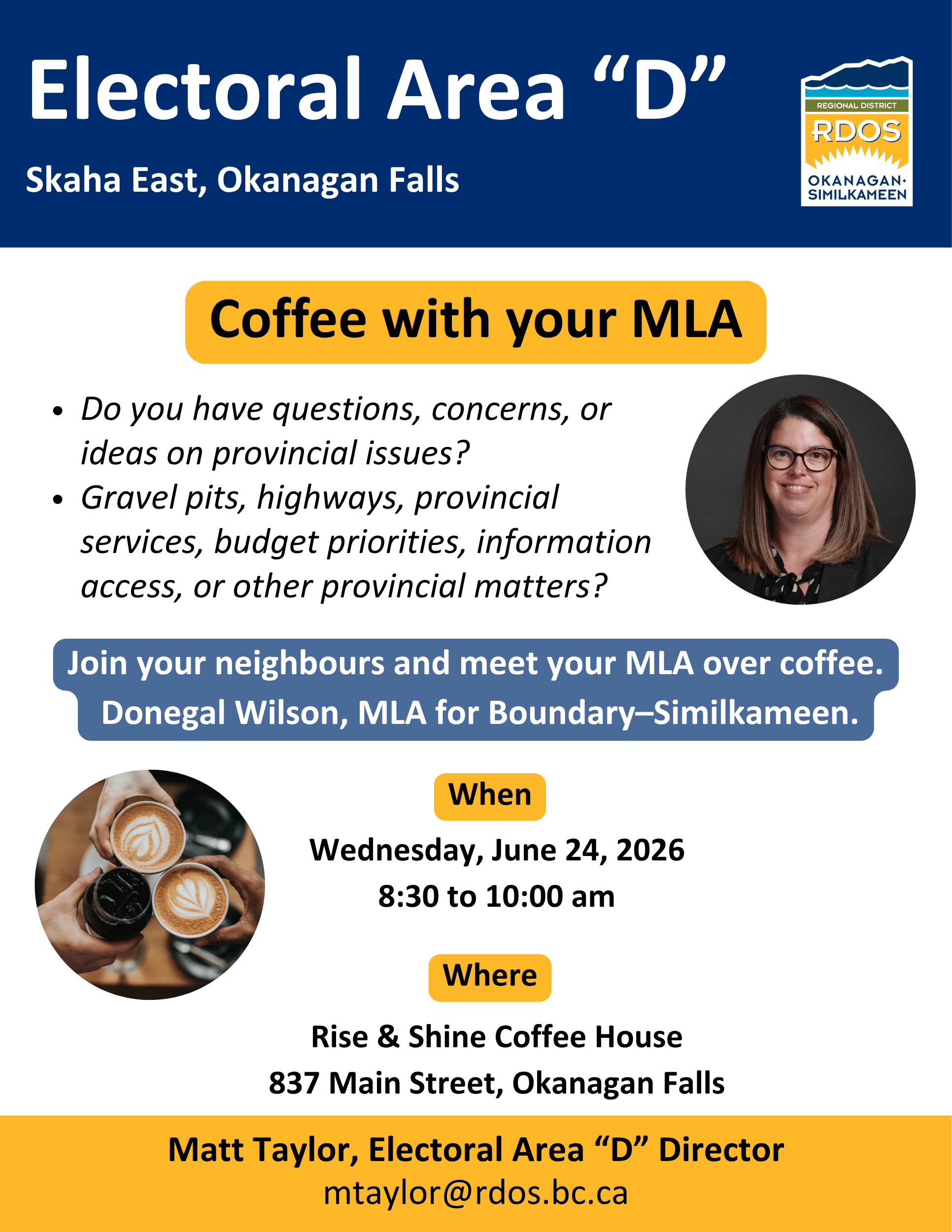 Coffee With your MLA - Okanagan Falls
