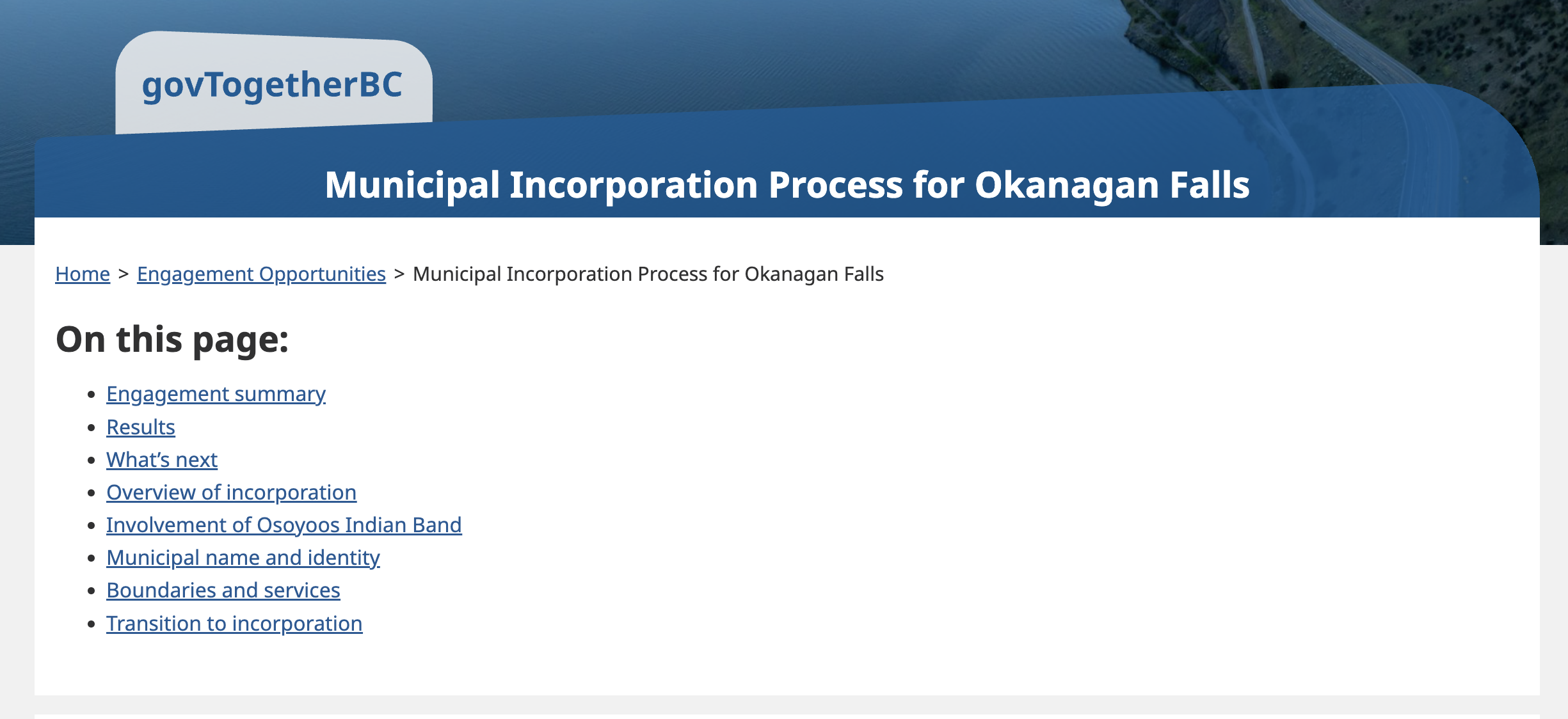 Final Days to Have Your Say on Okanagan Falls Incorporation