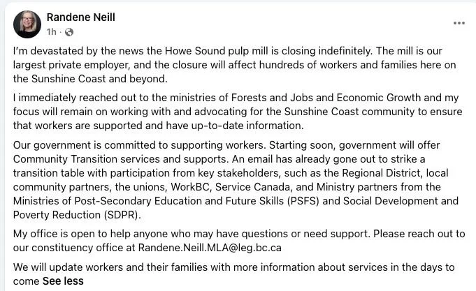 Another mill closes. More curtailments. More forestry families wondering if their job will be next.

Government&rsquo;s response? Another transition team.

Workers absolutely deserve support when they lose their jobs &mdash; but a transition team is 