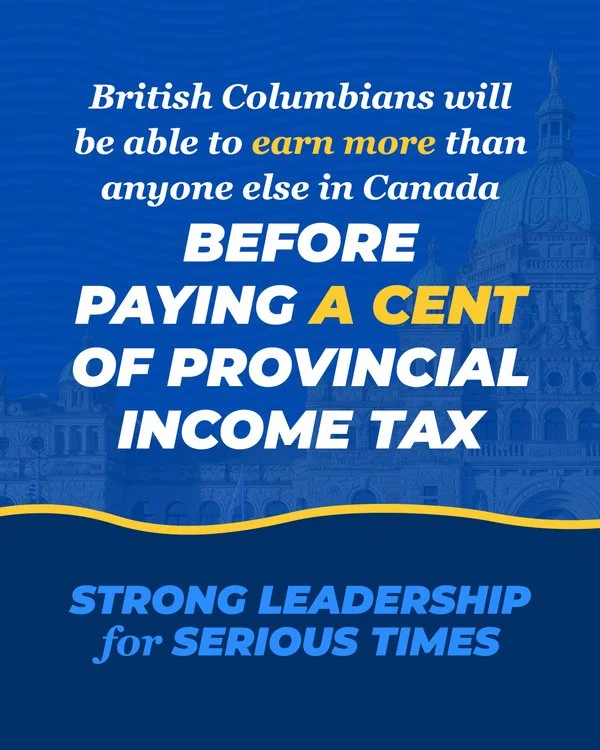 It's your money. You should get to keep more of it!

With the cost of everyday essentials continuing to put pressure on families, British Columbians need meaningful tax relief.

I support Lorne Doerkson's commitment to cutting personal income taxes.
