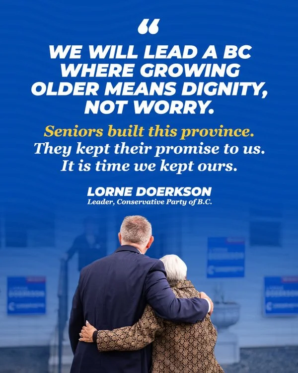 Seniors built our communities. They deserve to know they haven't been forgotten.

I hear it regularly from seniors across Boundary-Similkameen. The cost of living keeps rising, fixed incomes aren't keeping up, and many are worried about their ability