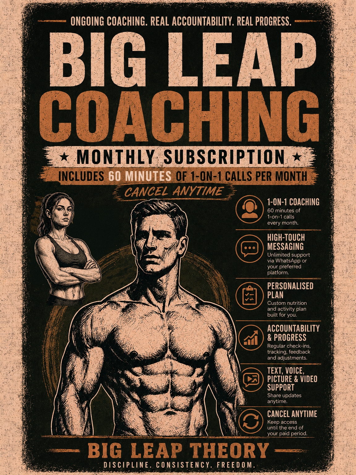 Big Leap Coaching: Monthly Subscription — Includes 60 Minutes of 1-on-1 Calls per Month (Cancel Anytime)