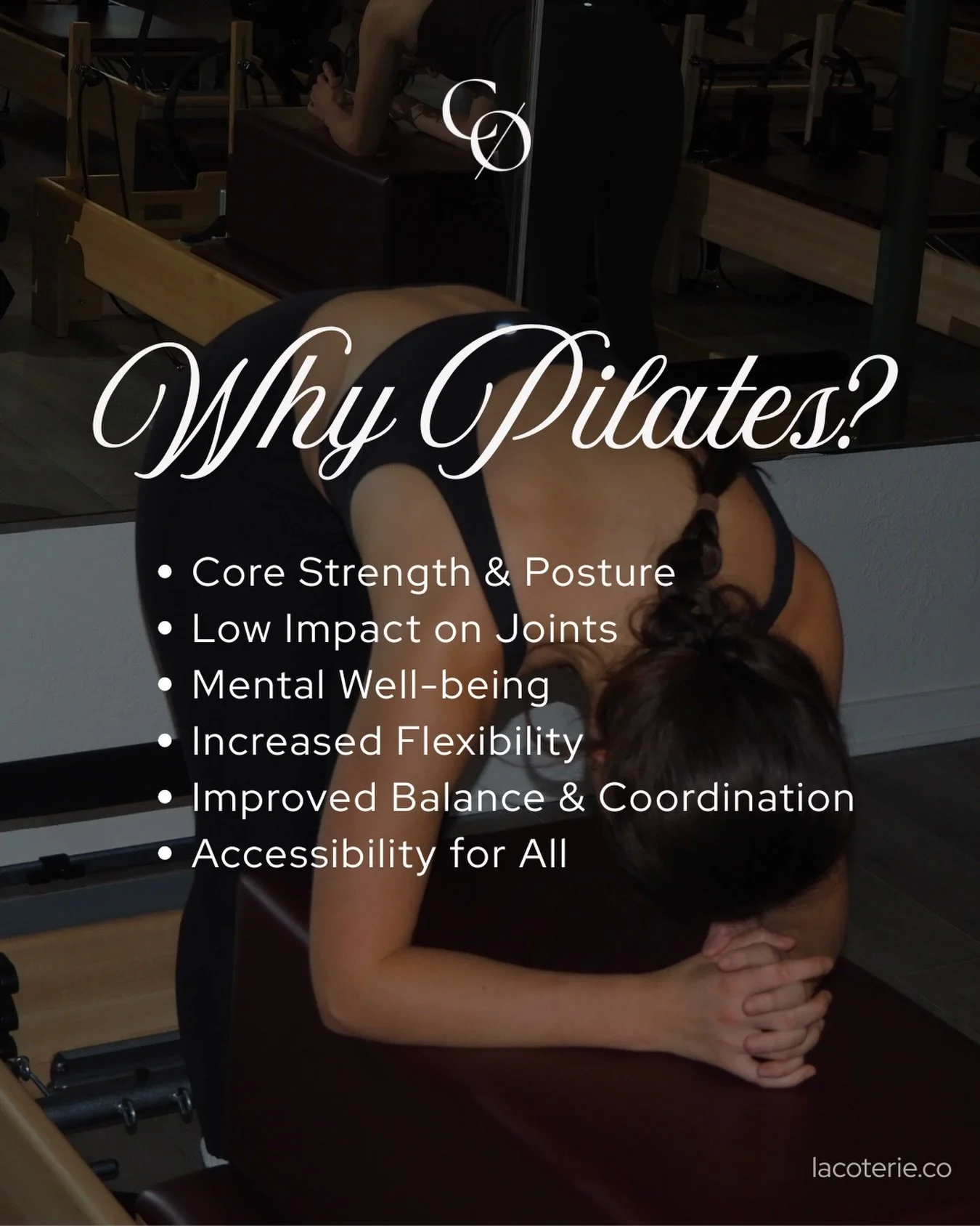 There are so many reasons why Pilates is great for your mind, body, and overall health. If you&rsquo;ve been curious to try, we are offering two weeks of unlimited classes for $100. Come see what Pilates can do for you and what La Coterie is all abou