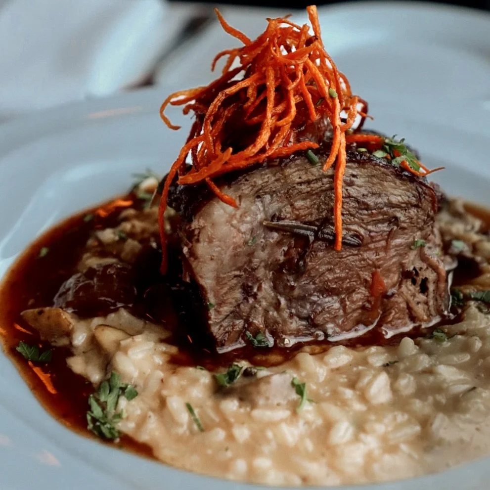 There is a reason that this is one of our best sellers on our new menu. Melt in your mouth braised short ribs in a mushroom risotto #oldvillageinnogunquit