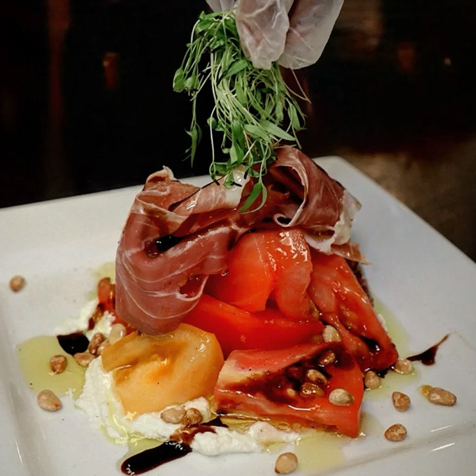 Our heirloom tomato salad is a delicious starter especially because we use @thesassyolive.ogunquit balsamic &amp; EVOO #oldvillageinnogunquit