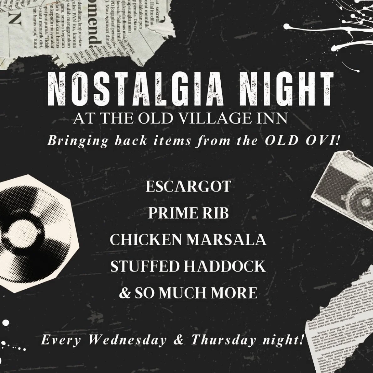 Introducing&hellip; NOSTALGIA NIGHT! Every Wednesday and Thursday, we&rsquo;re bringing back some of your old favorites from the original OVI. Enjoy a special menu featuring beloved dishes from the past &mdash; the ones you&rsquo;ve been missing!
We 