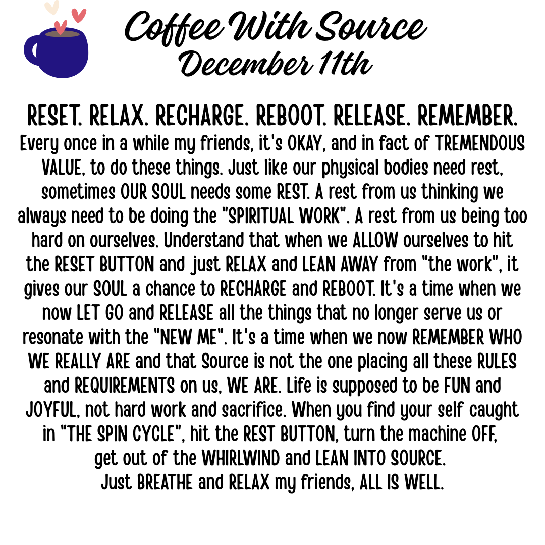 RESET. RELAX. RECHARGE. REBOOT. RELEASE. REMEMBER.