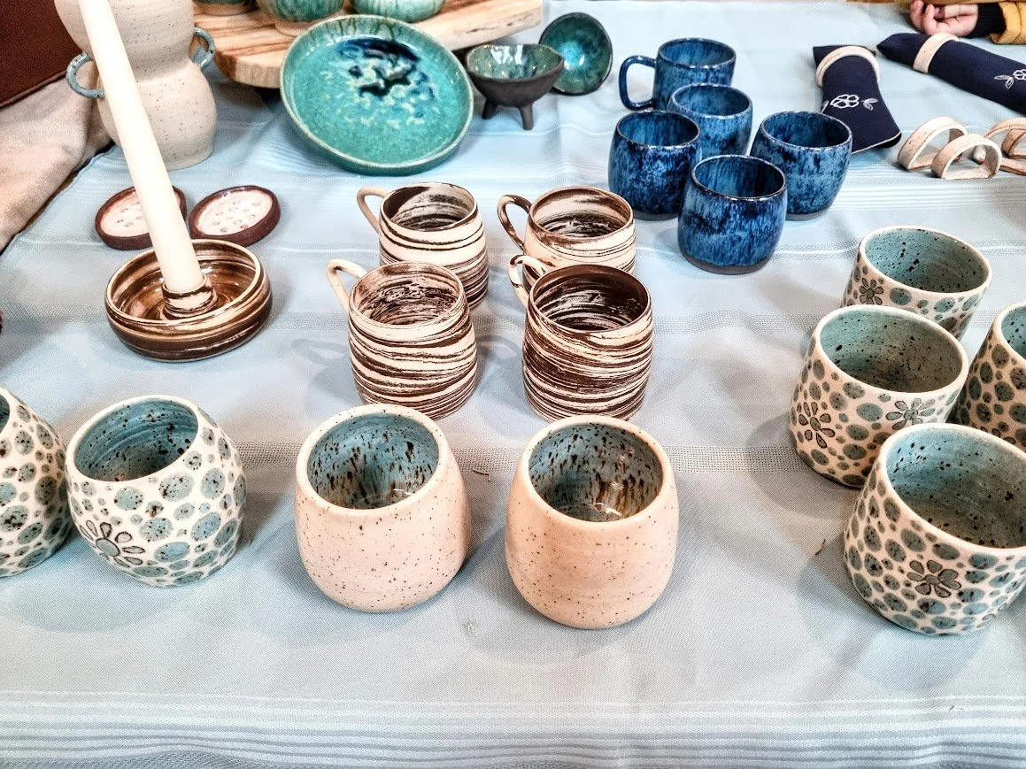 Collection of ceramics on display