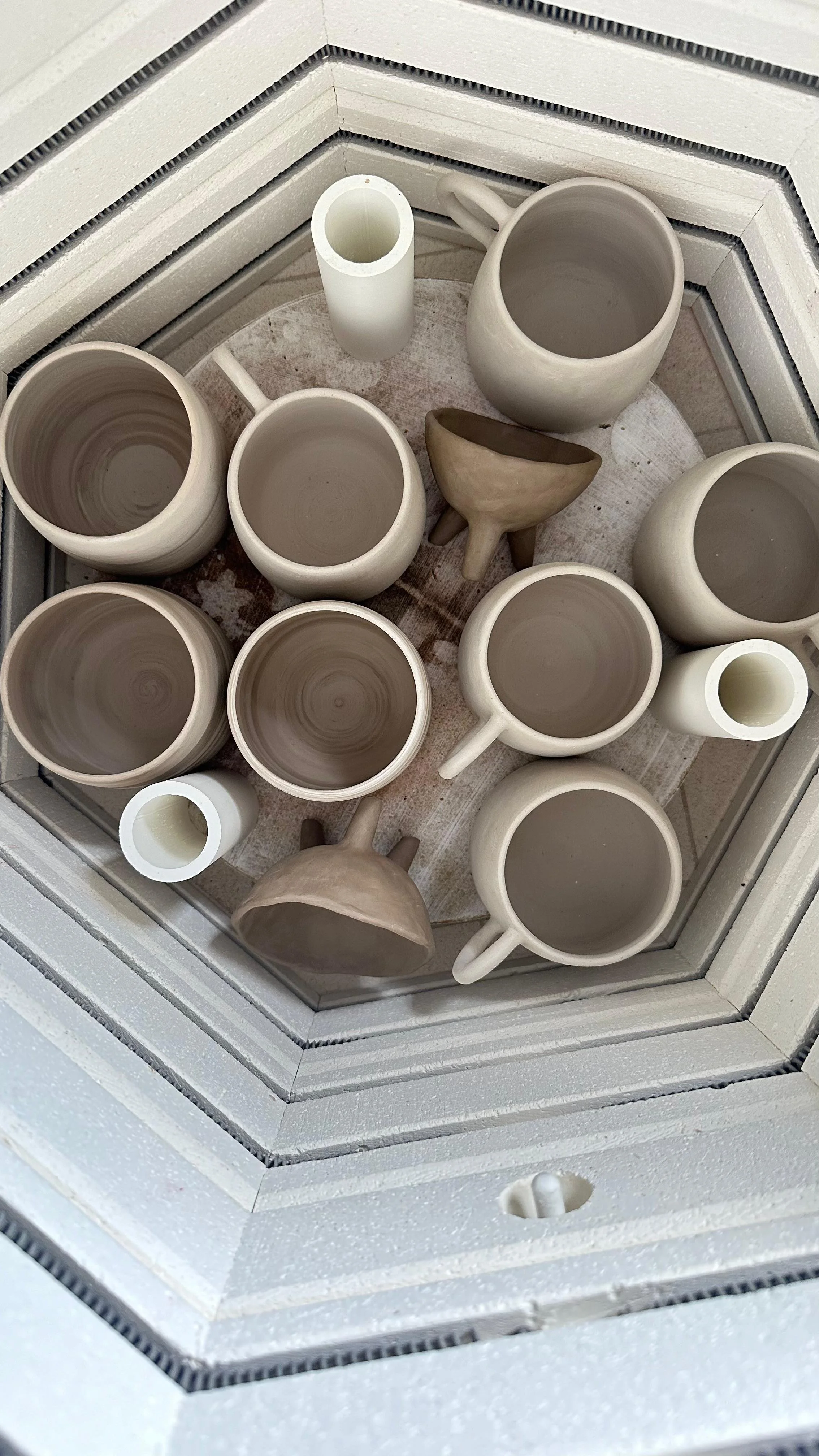 Unfired mugs from above