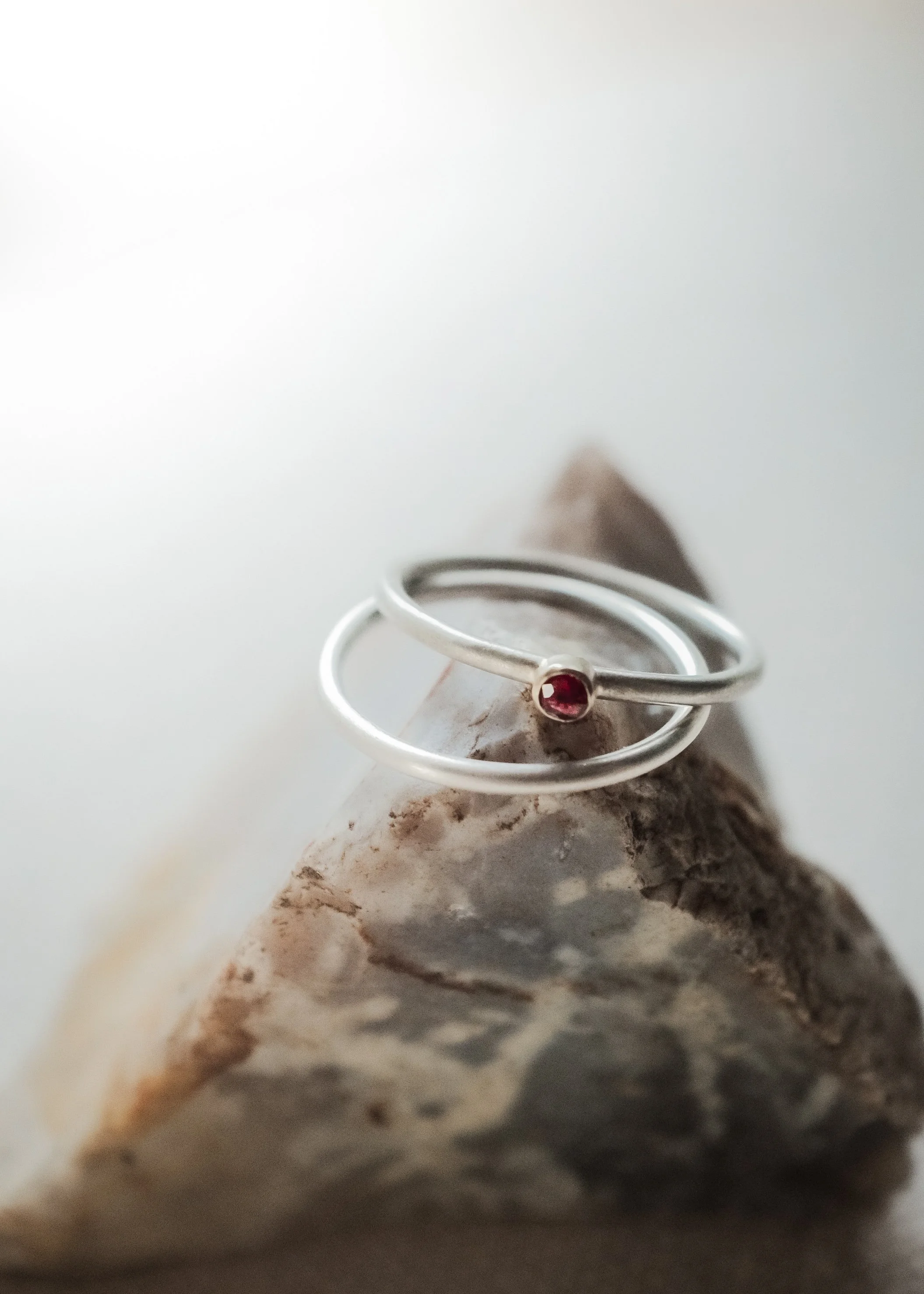 Stackable Rings  - Silver · Gold · Ruby