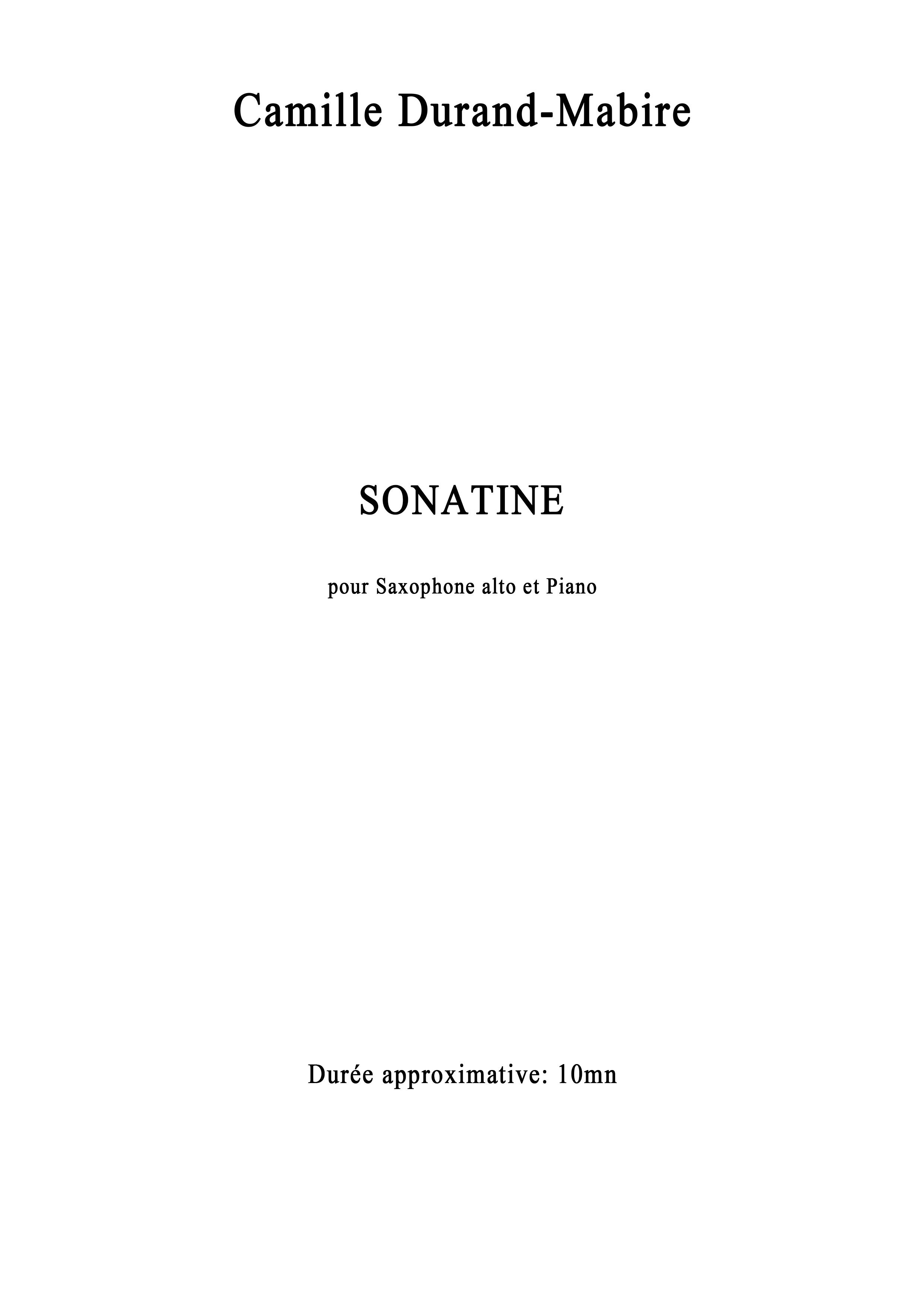 Sonatine pour Saxophone alto et Piano