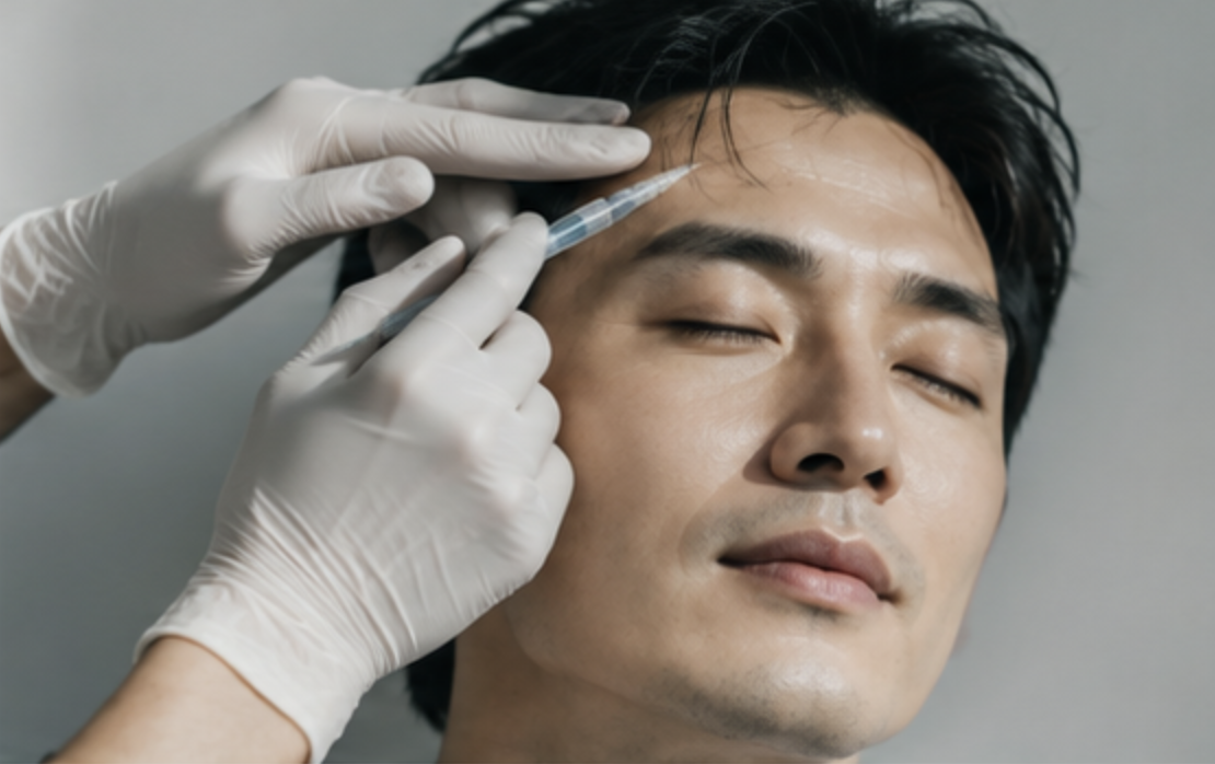 A man injecting botox