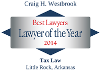 Award plaque for Lawyer of the Year 2014 in Tax Law, Little Rock, Arkansas.