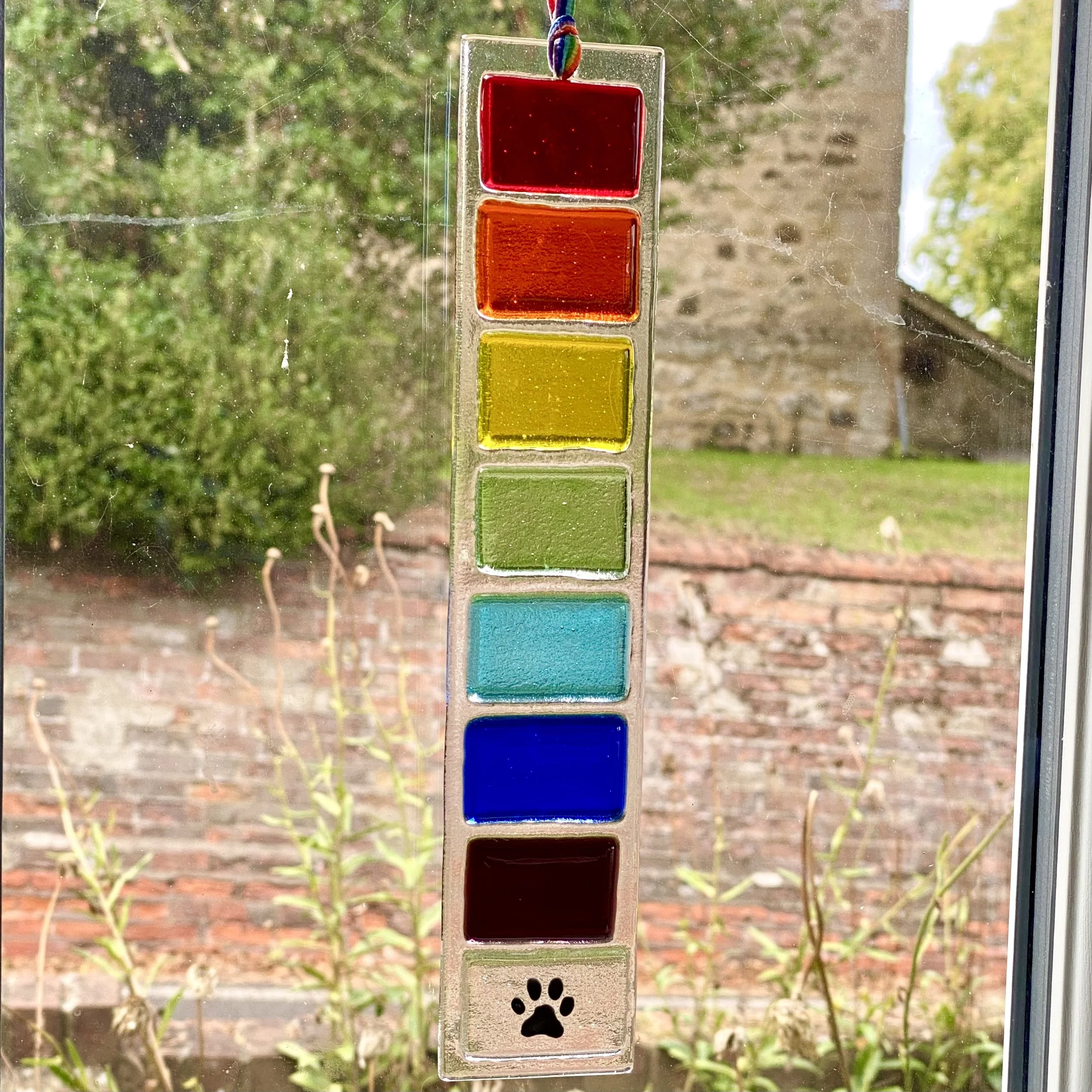 Rainbow Suncatcher with Personalised Paw Print Memorial