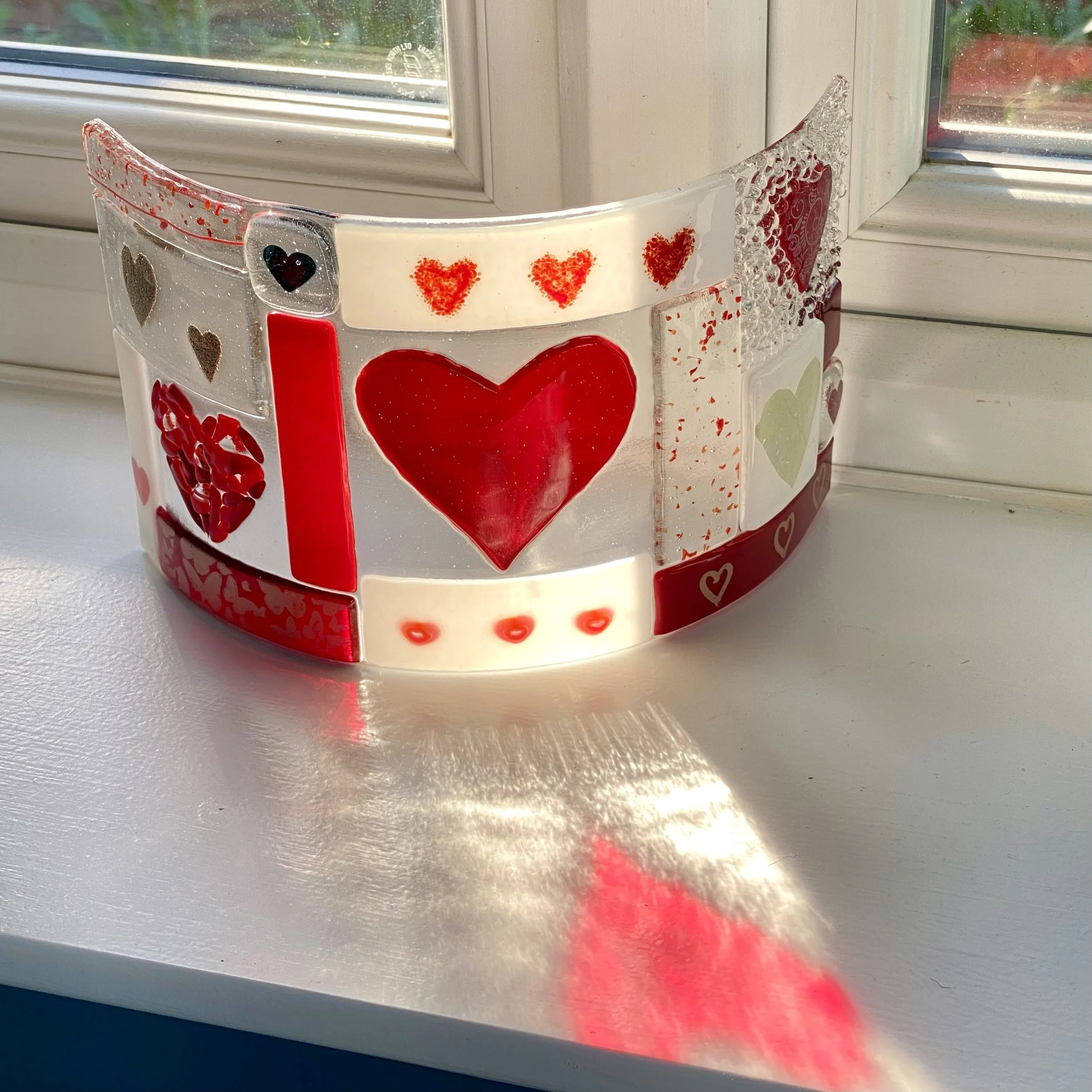 Large Patchwork Heart Glass Curve