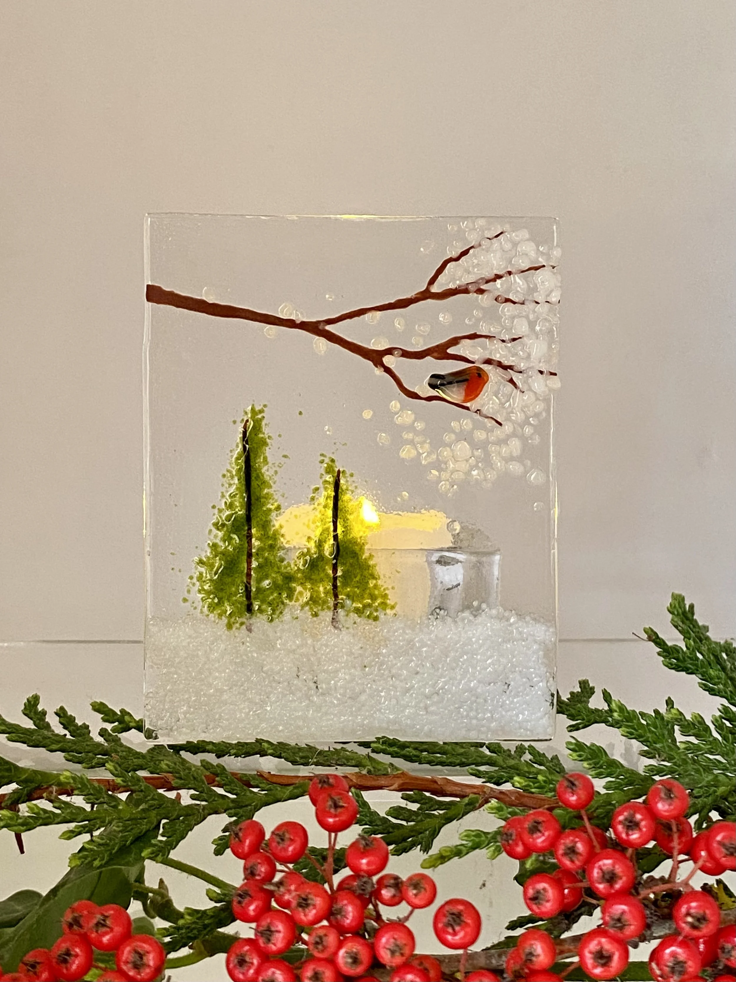 winter scene tealight holder